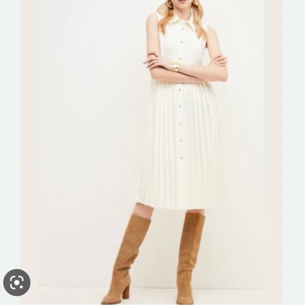Karen Millen Soft Tailored Pleated Sleeveless Shirt Midi Dress 6 - Picture 7 of 9